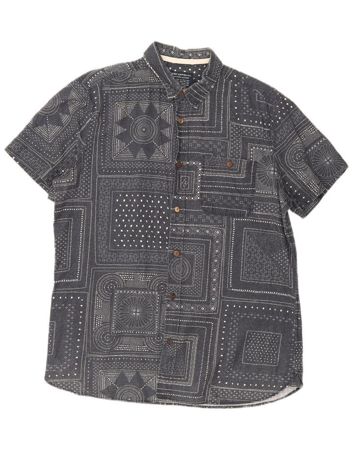 Camisa de manga corta para hombre John Lewis Algodón geométrico gris medio
