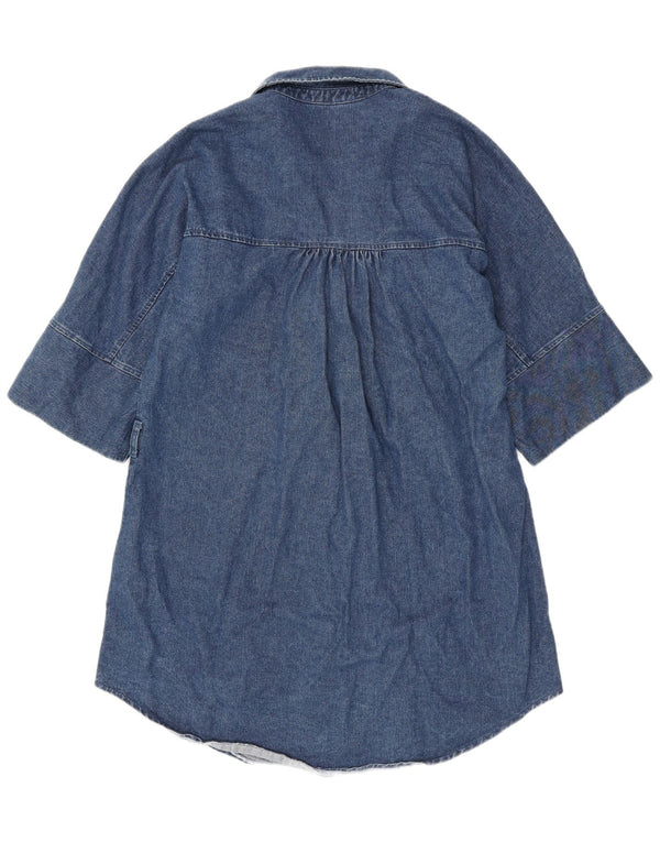 Zara Vestido camisero vaquero para mujer UK 44 Algodón azul medio