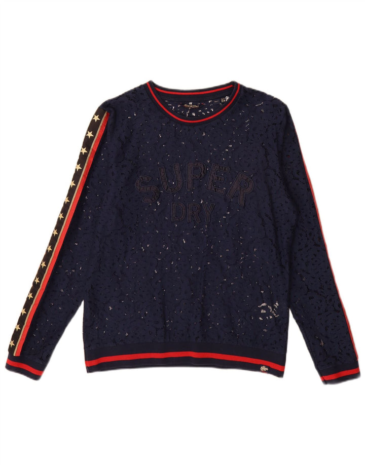 Superdry Mujer Oversize Graphic Top Manga Larga UK 40 Small Azul Marino