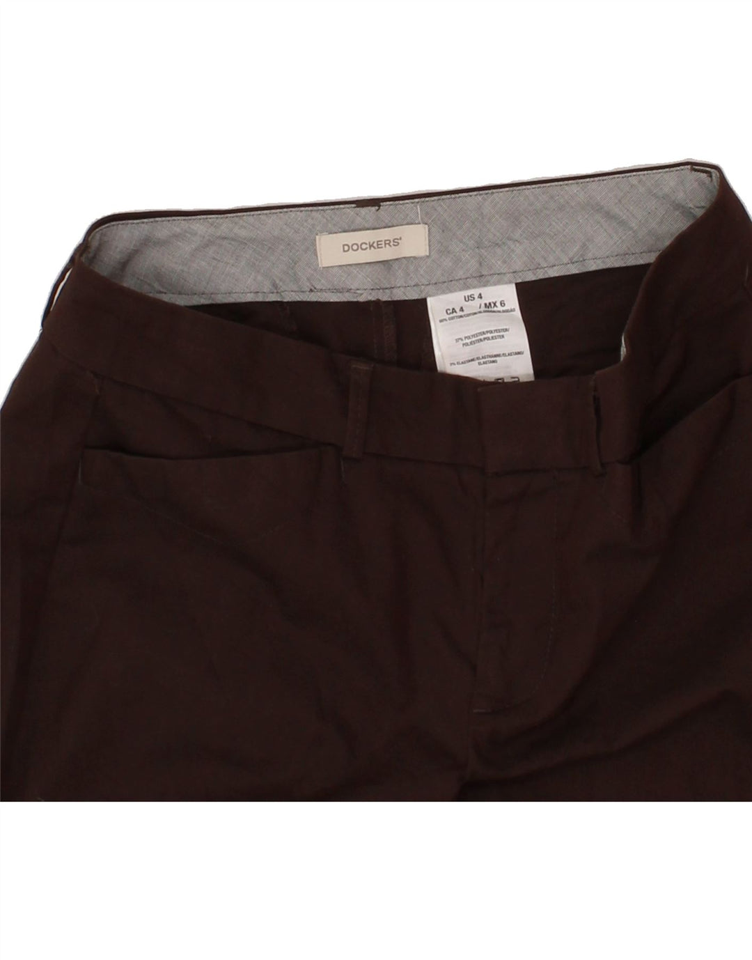 DOCKERS Womens Straight Casual Trousers US 4 Small W27 L23 Brown Polyester Vintage Dockers and Second-Hand Dockers from Messina Hembry 