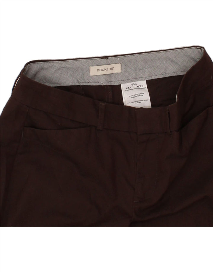 DOCKERS Womens Straight Casual Trousers US 4 Small W27 L23 Brown Polyester Vintage Dockers and Second-Hand Dockers from Messina Hembry 