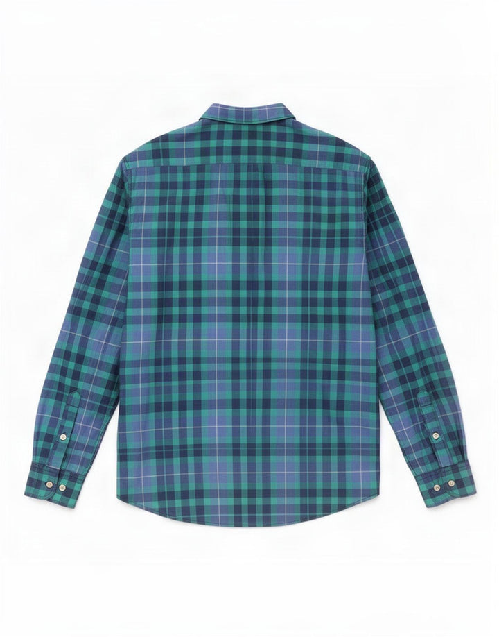 Camisa De Franela De Corte Regular De Algodón A Cuadros En Azul Medio Lee Hombre