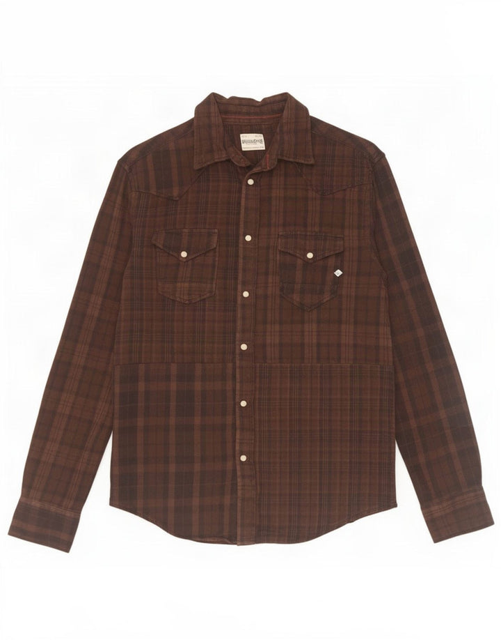 Jack & Jones Hombre Camisa De Franela De Algodón A Cuadros Marrón Medio