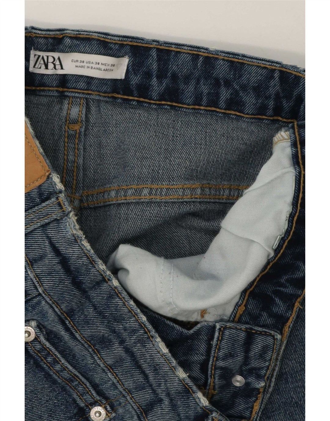Zara Pantalones cortos de mezclilla para hombre EU 38 Small W30 Azul