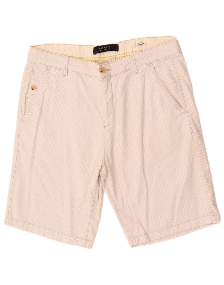 Zara Mens Sunset Chino Shorts EU 40 Medium W31 Off White Check
