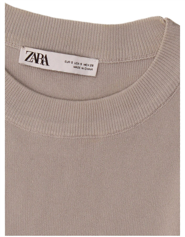 ZARA Vestido tipo jersey para mujer UK 8 Small Gris