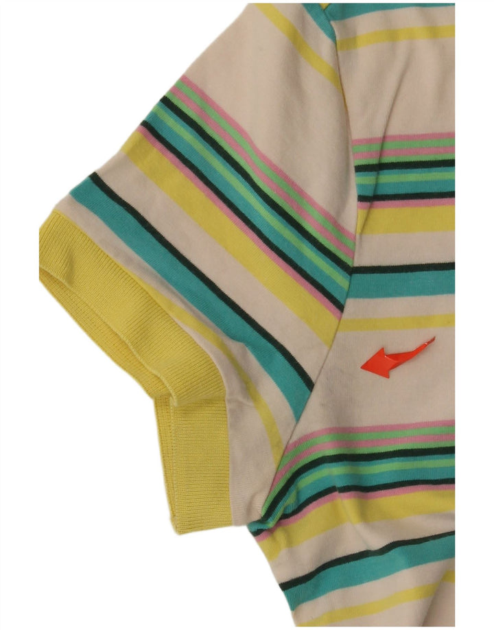 Polo LACOSTE para mujer talla 40 mediano algodón a rayas blanquecino