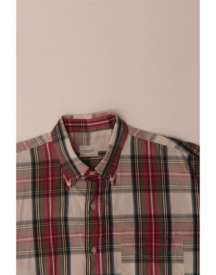 BENETTON Camisa Manga Corta Hombre Cuadros Grandes Multicolor