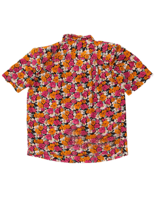 Vintage mujer camisa de manga corta Reino Unido 20 2XL multicolor floral