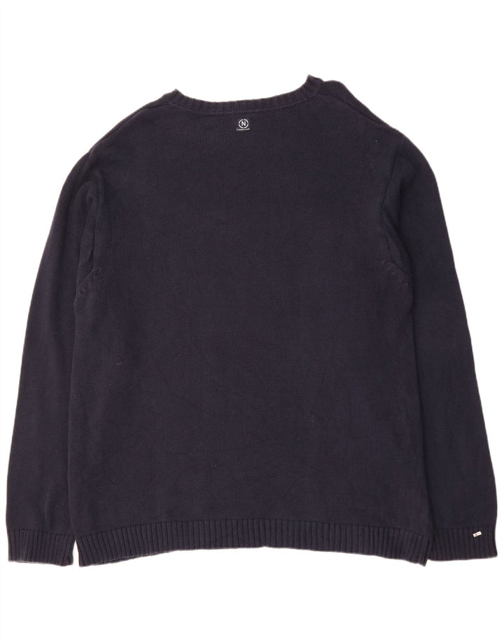 NAUTICA Jersey de cuello redondo para hombre, talla 2XL, algodón azul marino