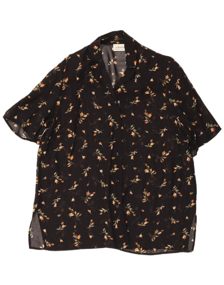 LUISA VIOLA Blusa transparente para mujer UK 20 2XL Negro Floral