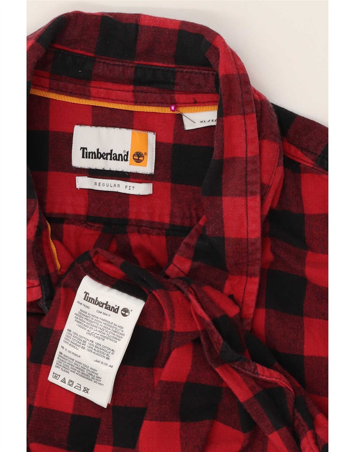 Timberland Camisa de franela de ajuste regular para hombre XL Algodón a cuadros rojo