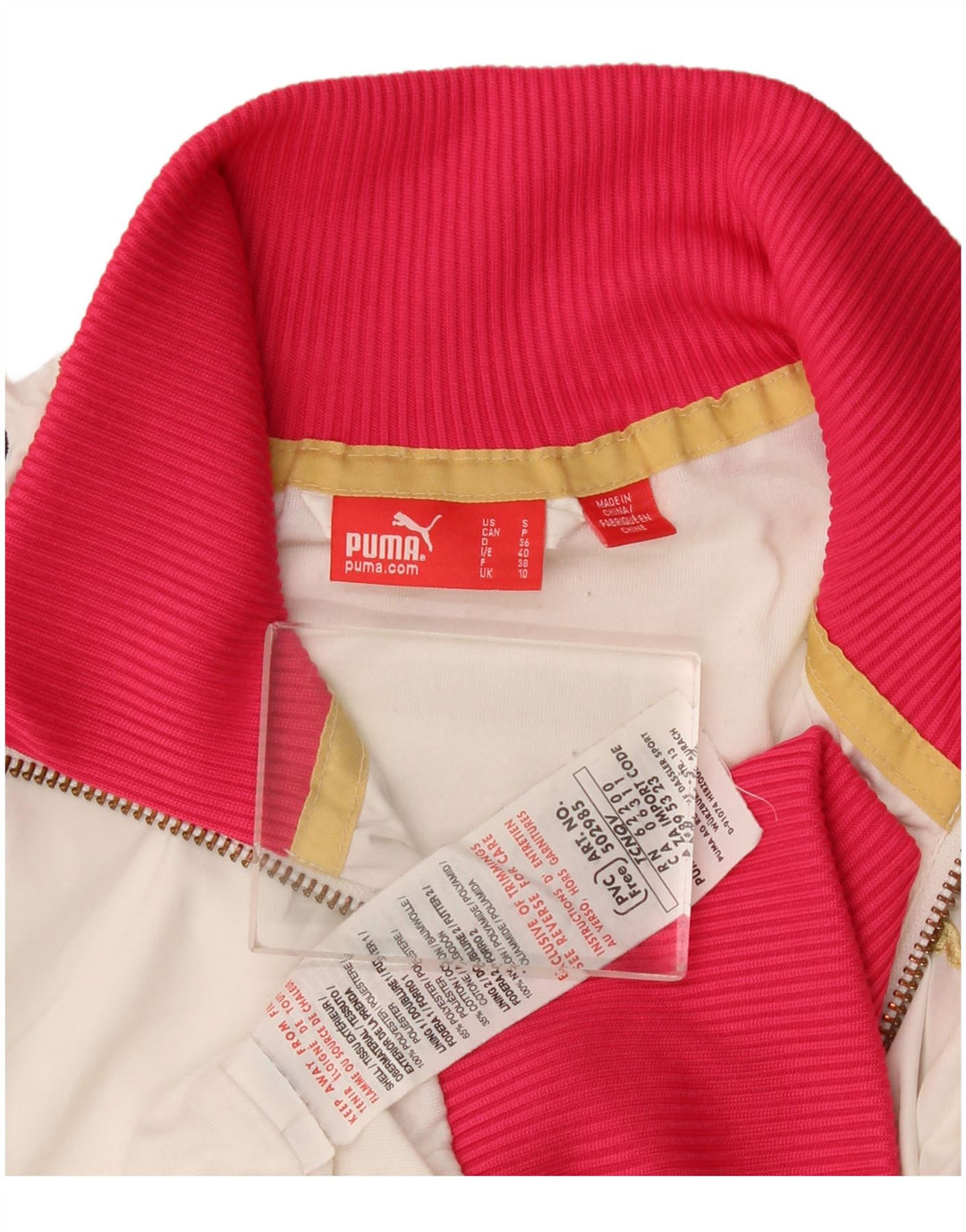 Puma Mujer Chándal Top Chaqueta UK 10 Pequeño Blanco Colorblock Poliéster
