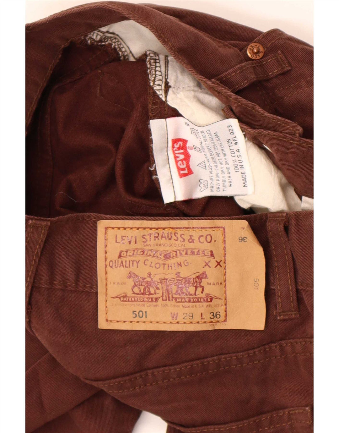 Vaqueros Levi's Mujer 501 Rectos W29 L32 Algodón Marrón