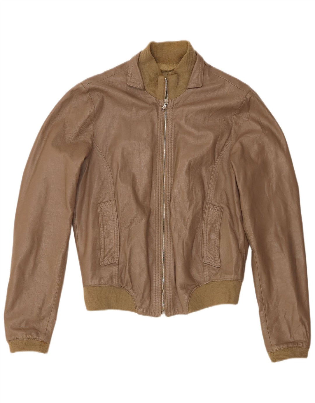 Vintage mujer bombardero chaqueta de cuero Reino Unido 18 XL cuero caqui