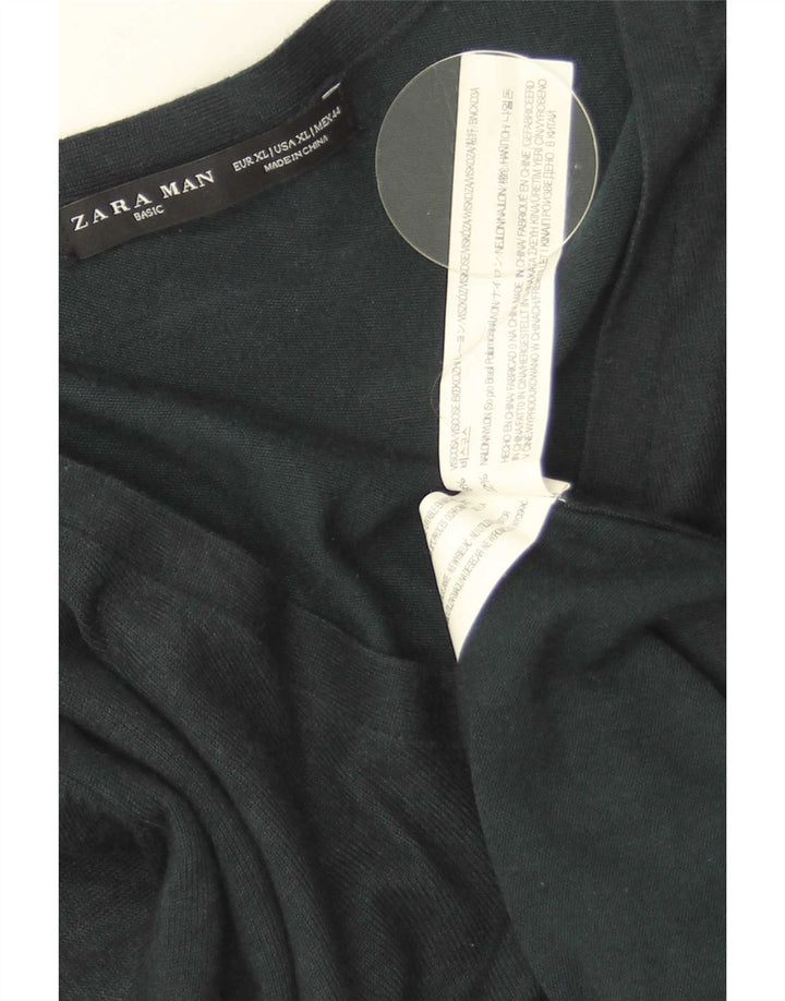 Zara Hombre Jersey Cuello Pico XL Viscosa Verde