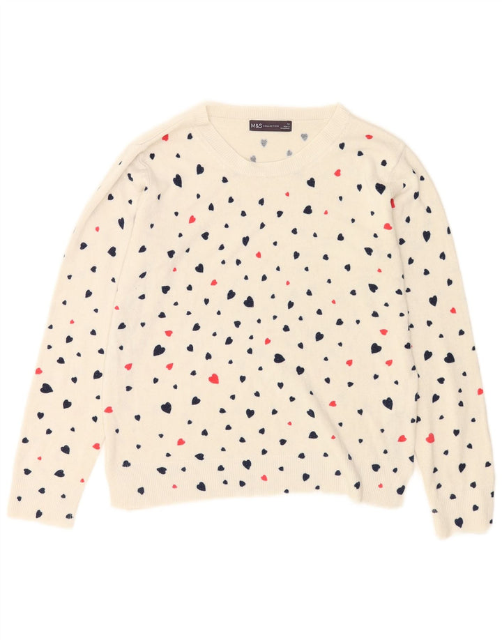 Marks & Spencer Jersey con Cuello Barco para Mujer UK 12 Medium White Heart
