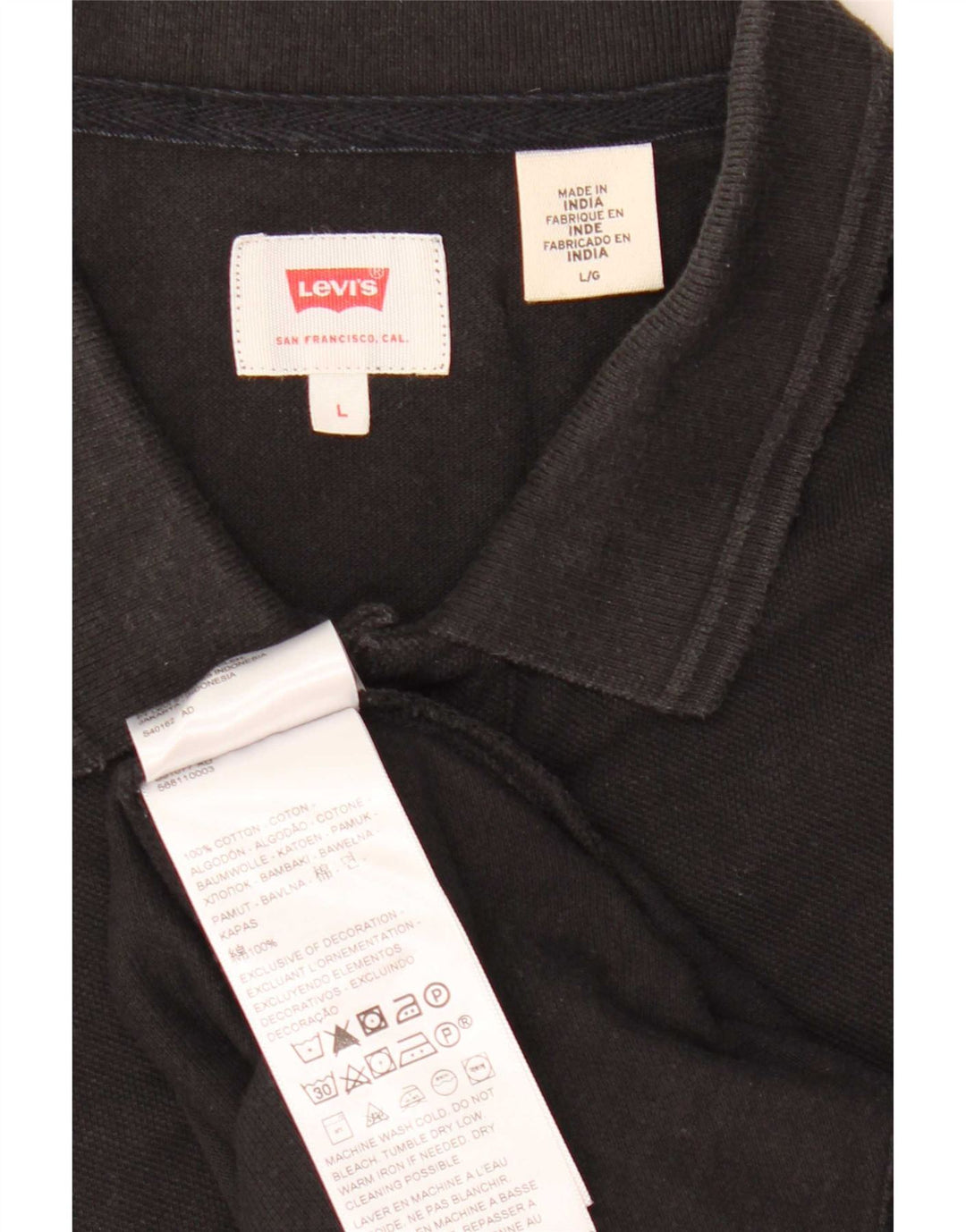 Levi's Polo para hombre de algodón negro grande