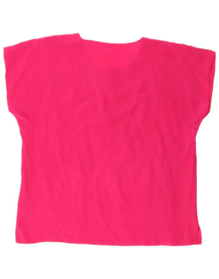 Vintage mujer blusa Top Reino Unido 16 seda rosa grande