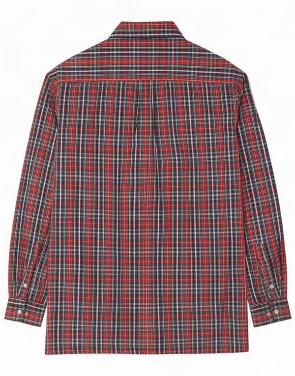 Camisa globo para hombre Azul marino medio Algodón a cuadros clásico