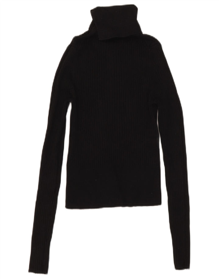 Zara Mujer Crop Top Manga Larga UK 8 Small Viscosa Negra