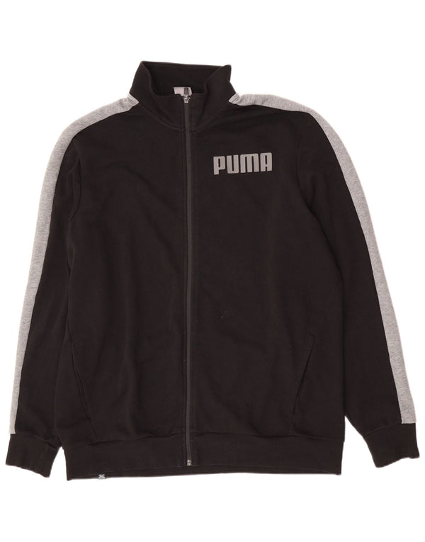 Puma Chaqueta de chándal gráfica para hombre, talla 2XL, algodón negro con bloques de color
