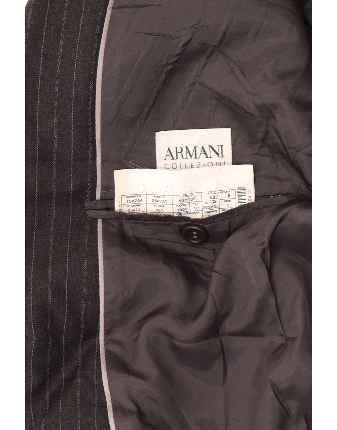 Armani Collezioni Chaqueta tipo blazer de 2 botones para hombre IT 52 XL Lana gris a rayas