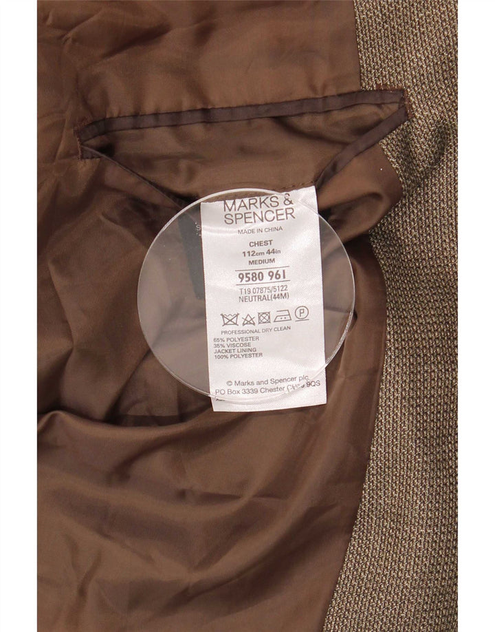 Marks & Spencer Chaqueta tipo blazer de 2 botones para hombre UK 44 XL Marrón Poliéster
