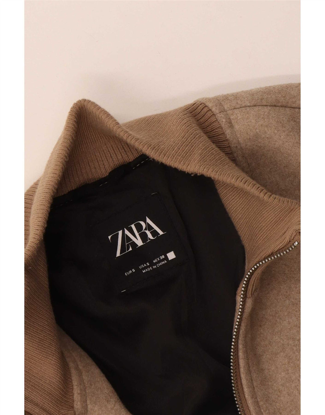 Zara Mens Bomber Jacket UK 36 Small Beige