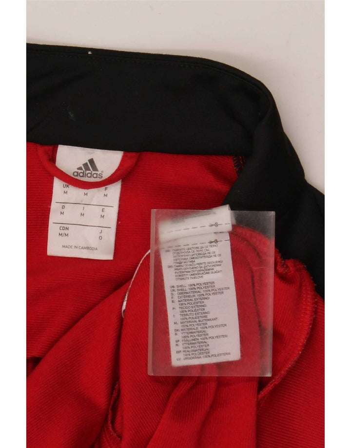Adidas Hombre Chándal Top Chaqueta Medio Rojo Colorblock Poliéster