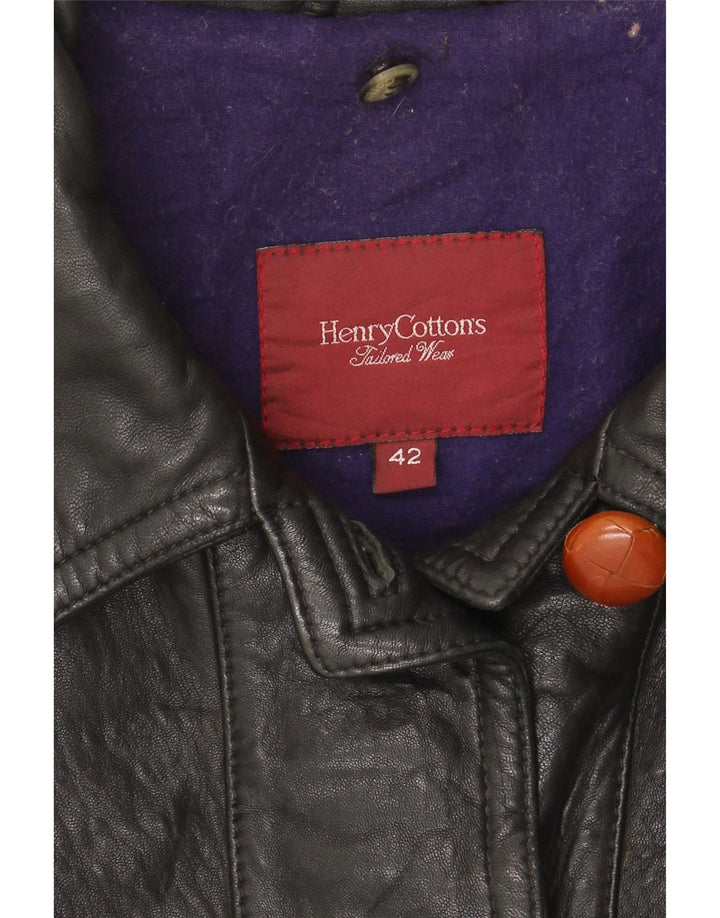 Henry Cottons Chaqueta de cuero extragrande para mujer IT 42 Cuero negro mediano
