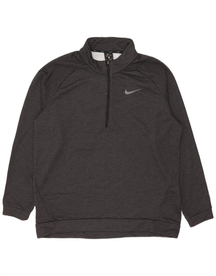Nike Hombre Dri Fit Zip Neck Sudadera Jumper XL Gris Poliéster