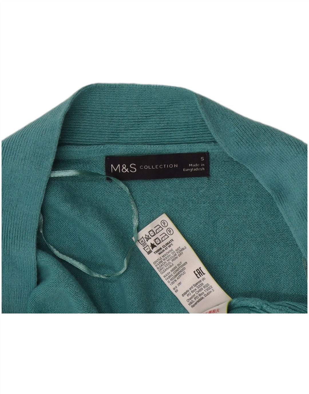 Marks & Spencer Suéter tipo cárdigan abierto para mujer Reino Unido 10 Pequeño Acrílico Turquesa