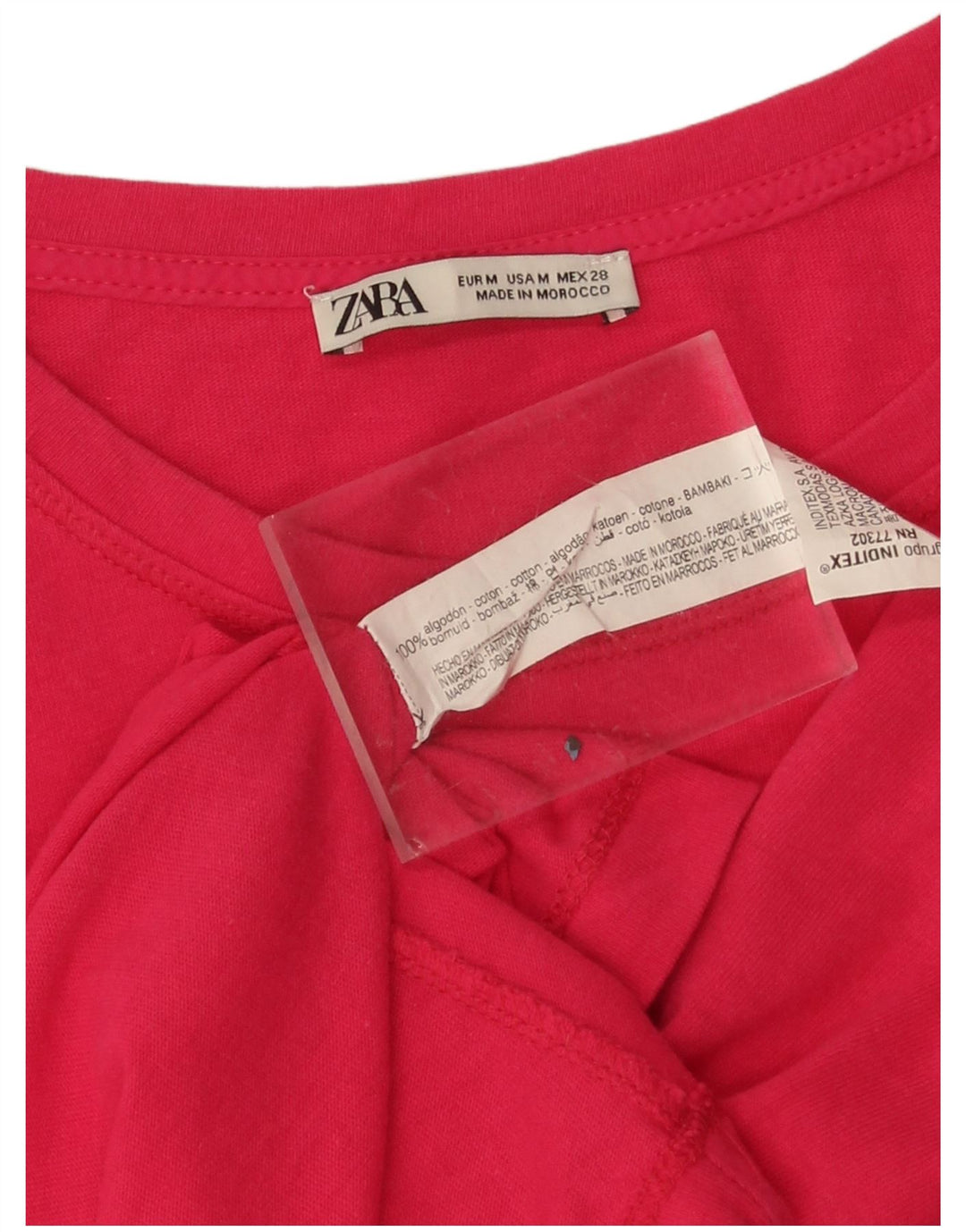 Zara Mujer Camiseta Extragrande Top UK 44 Algodón Rosa Medio