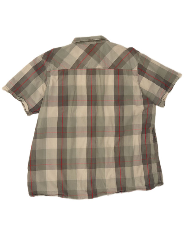 Weird Fish Camisa de manga corta para hombre, talla 3XL, algodón a cuadros caqui