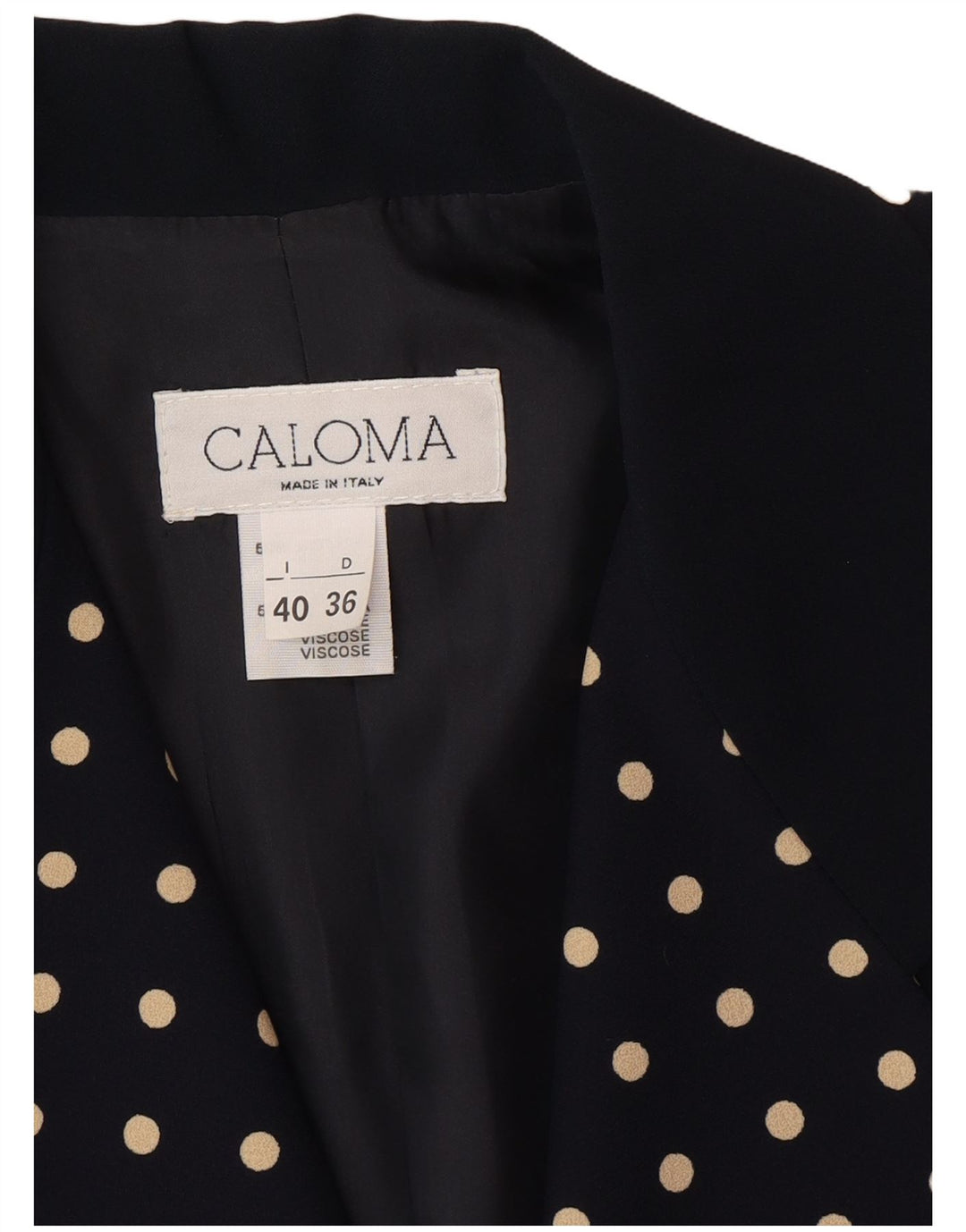 Caloma Chaqueta tipo blazer de 1 botón para mujer IT 40 Small Azul marino con lunares