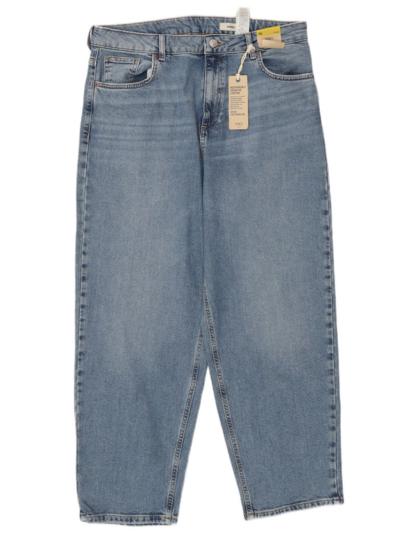MARKS & SPENCER Vaqueros de cintura alta para mujer UK 40 Large W34 L28 Azul