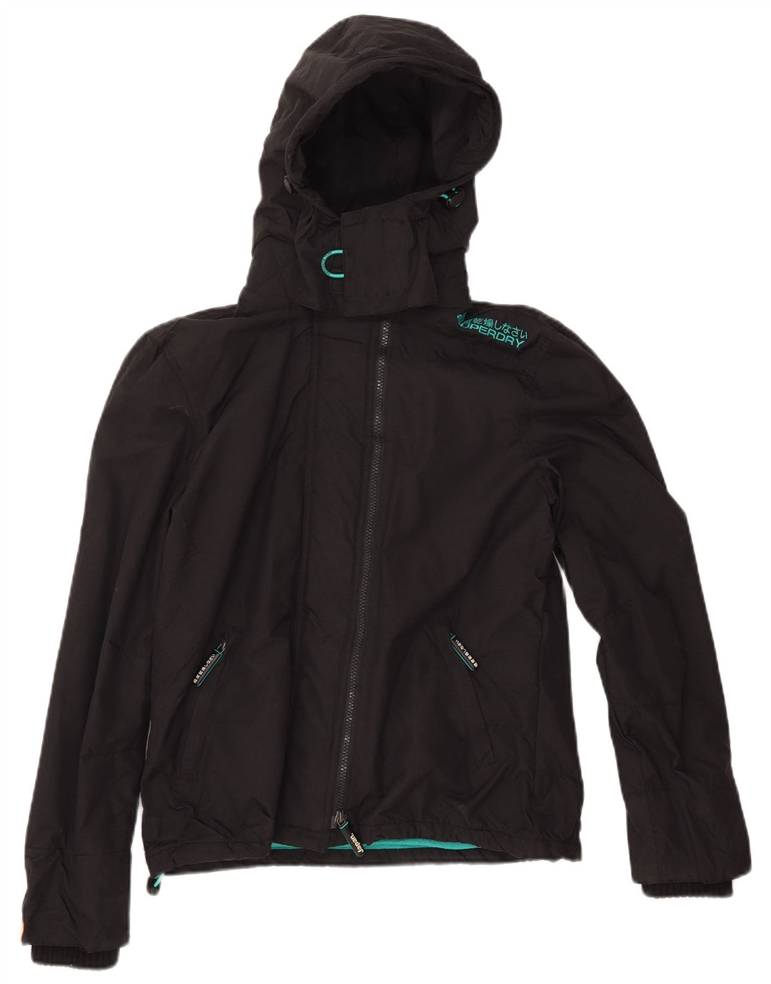 Superdry Chaqueta cortavientos con capucha The Windcheater para mujer, talla 40, color negro