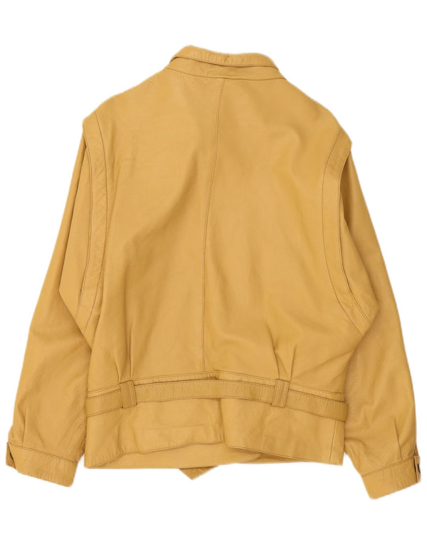 Chaqueta de cuero vintage para mujer EU 40 cuero amarillo medio