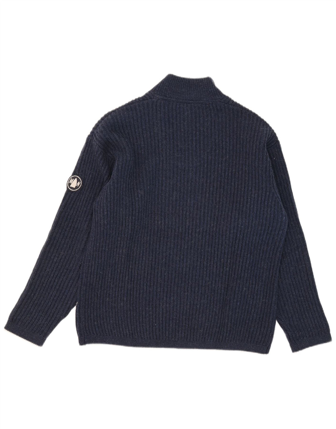 Murphy & Nye Suéter tipo jersey con cuello y cremallera para hombre de lana azul marino medio