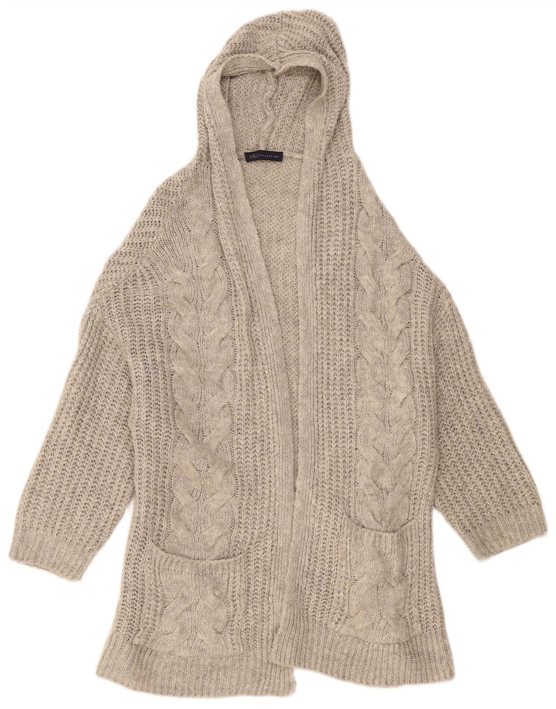 Marks & Spencer - Cárdigan abierto con capucha para mujer, talla 40, color gris medio