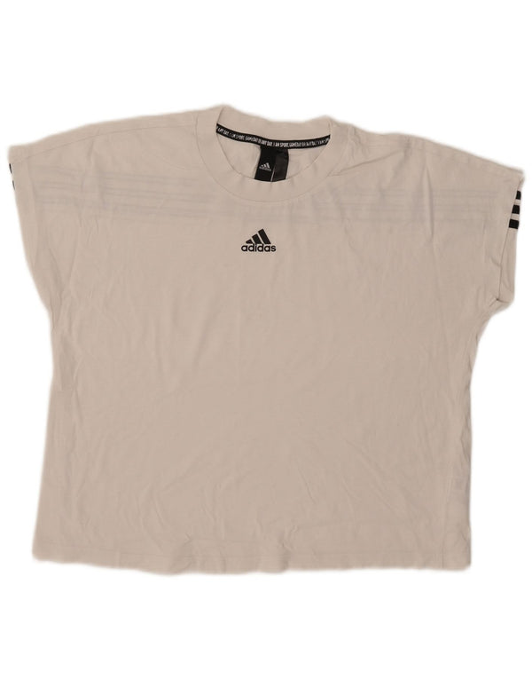 Adidas Camiseta corta extragrande para mujer UK 10 Small White Cotton