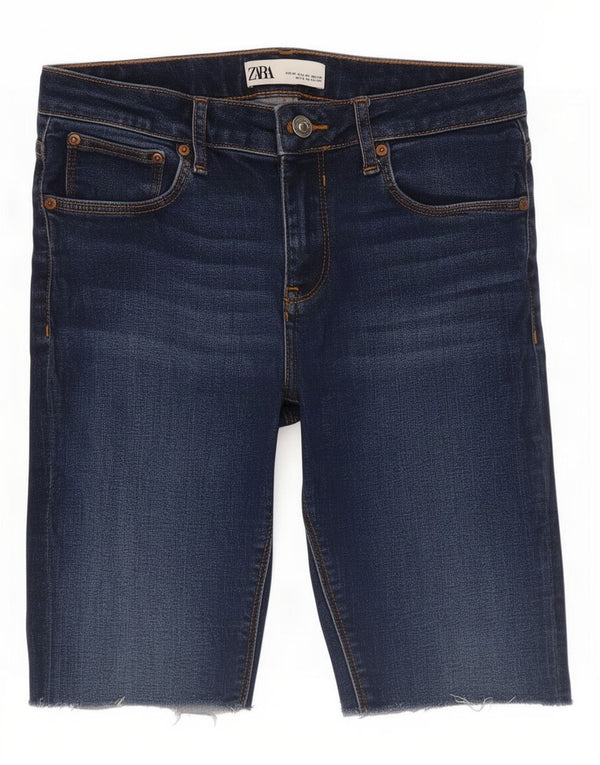 Zara Shorts De Mezclilla Para Mujer EU 38 Small W28 Azul Marino