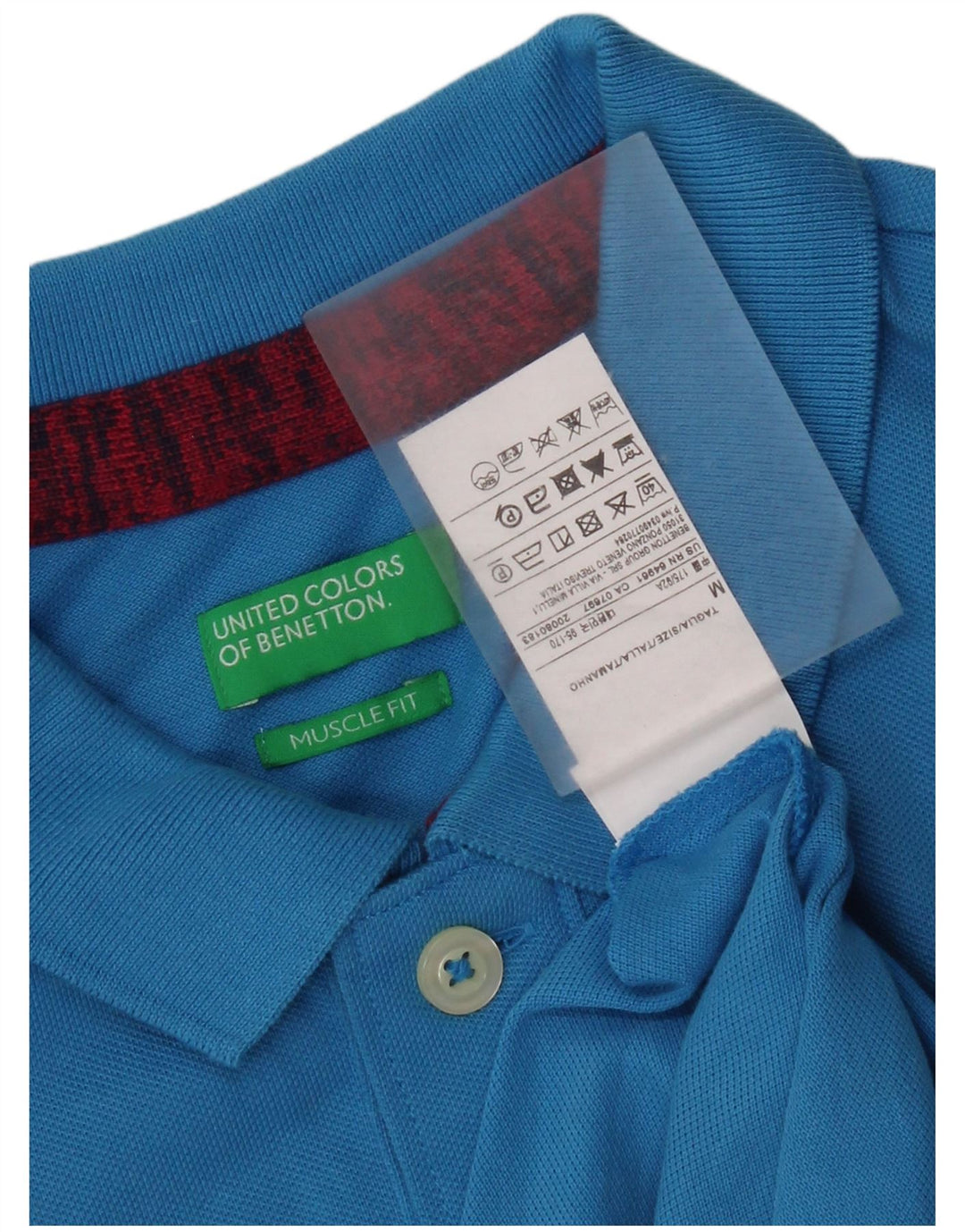 Benetton Polo Ajustado De Algodón Azul Medio Hombre