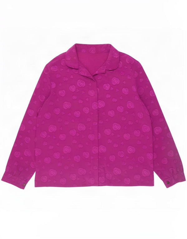 Vintage mujer camisa blusa Reino Unido 18 XL púrpura floral