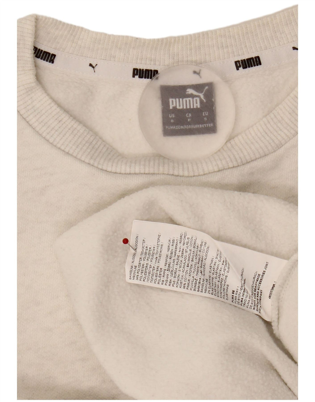 Puma Mujer Gráfico Oversize Sudadera Jumper UK 10 Pequeño Gris Algodón