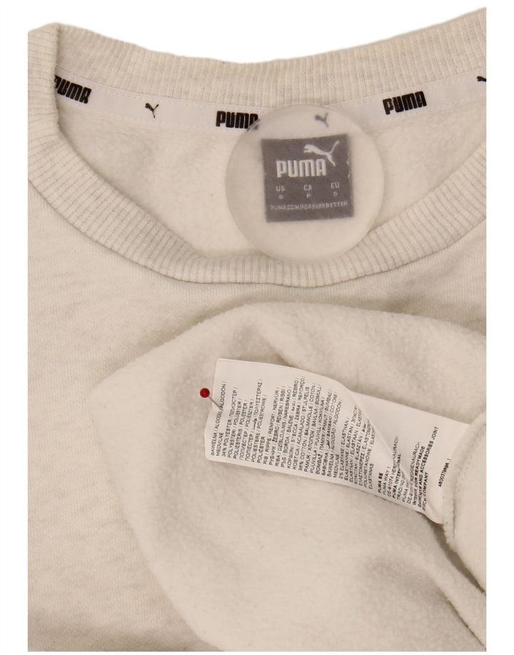 Puma Mujer Gráfico Oversize Sudadera Jumper UK 10 Pequeño Gris Algodón