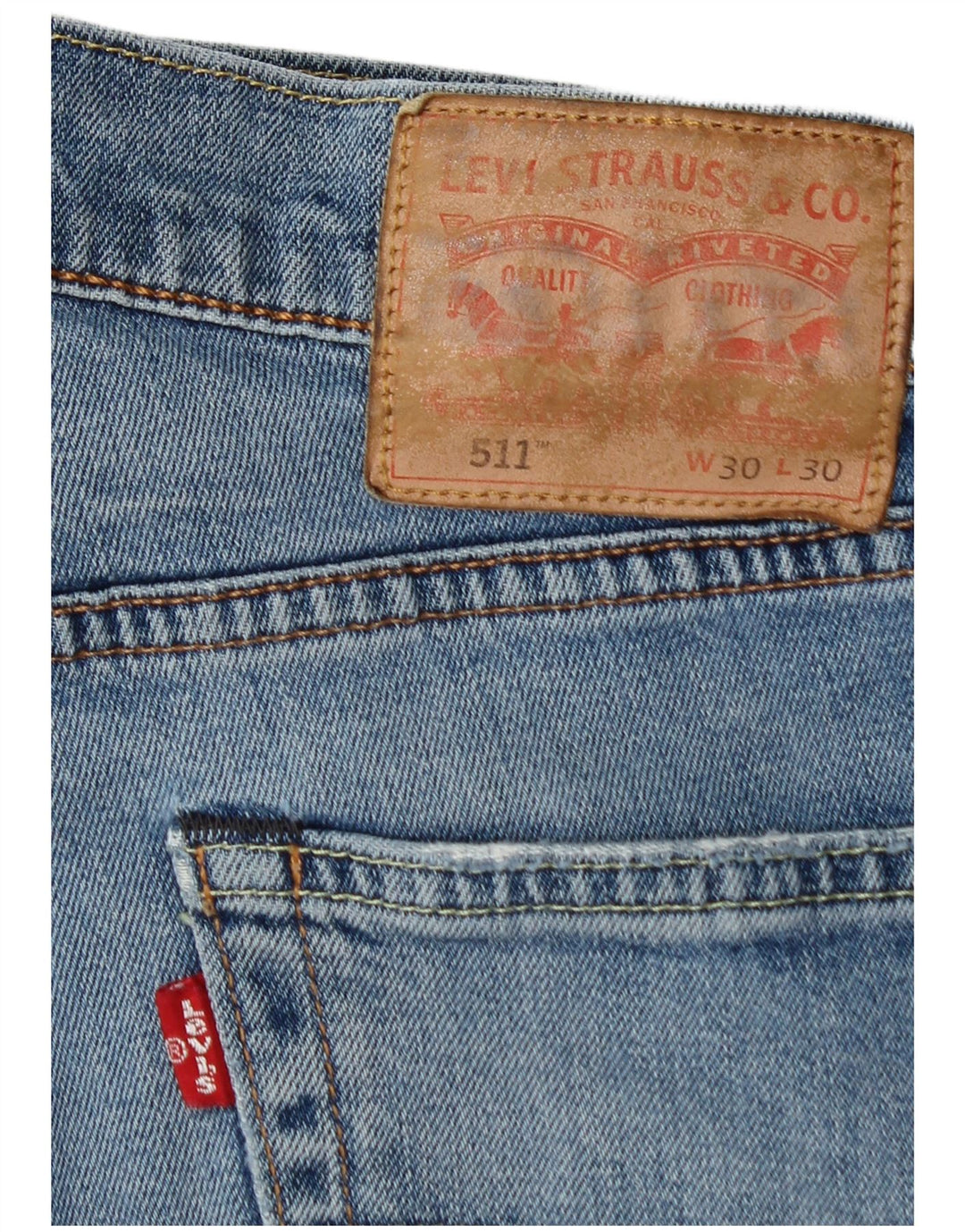 LEVI'S Mens 511 Slim Jeans W30 L30 Algodón Azul