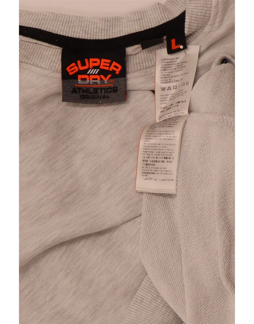 SUPERDRY Hombre Sudadera con gráfico Jumper Large Gris Algodón