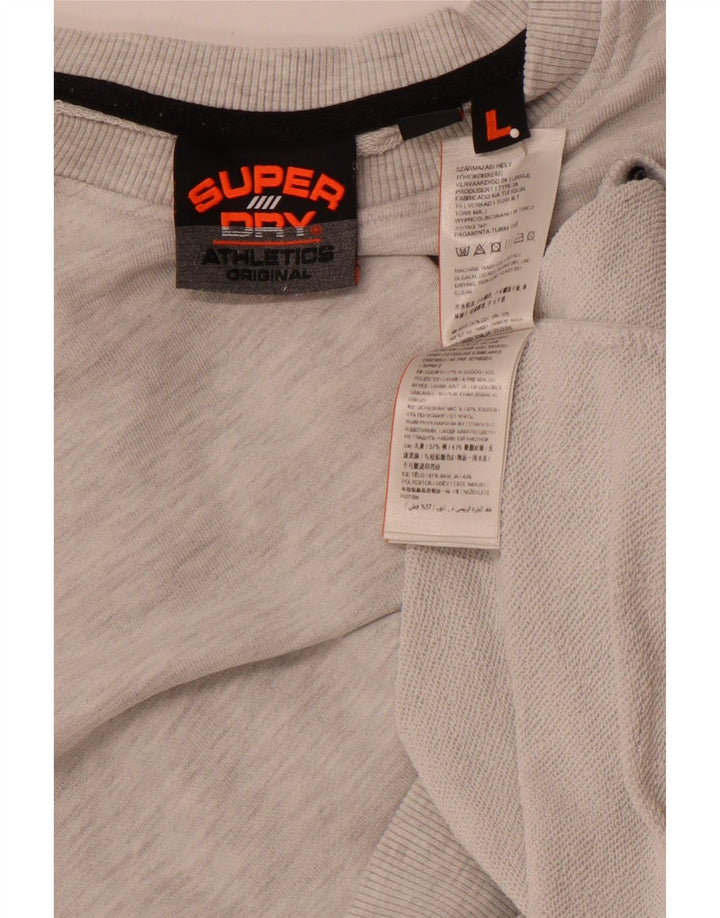 SUPERDRY Hombre Sudadera con gráfico Jumper Large Gris Algodón